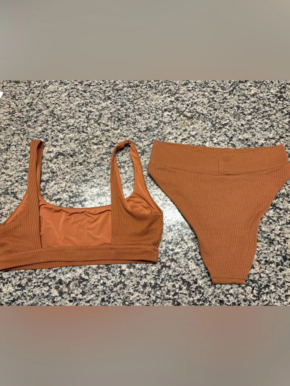 Aerie Waffle Knit High Cut Cheeky Bathing Suit Women’s Size L - Picture 3 of 5